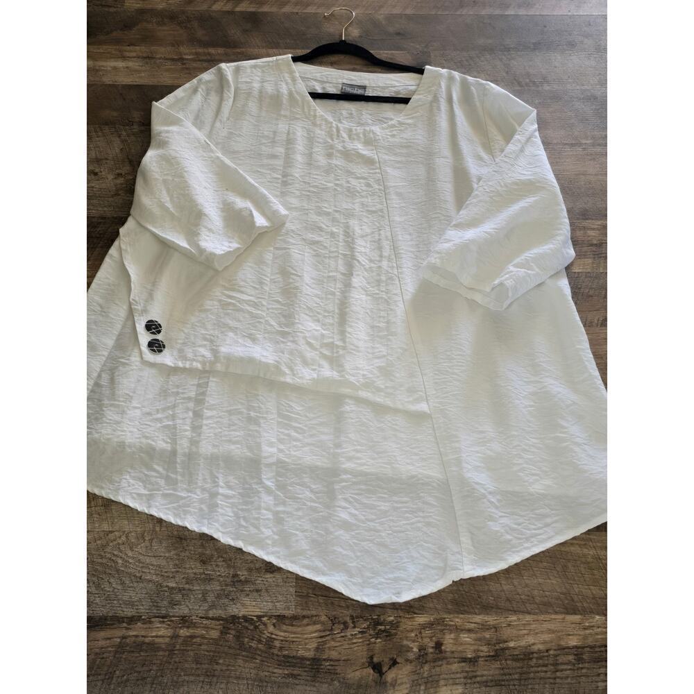 NICHE Nilgun Derman $148 Solid White Scoop Neck Lagenlook Top Size 1X 3Q… - Picture 3 of 5